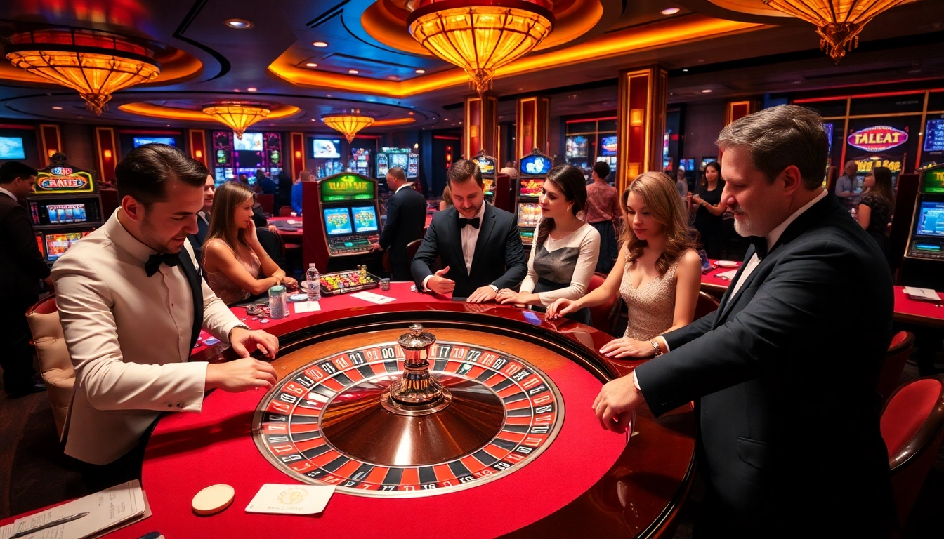 High-stake gamblers enjoying the thrills of gaming on https://88ii88.com/ with vibrant casino elements.