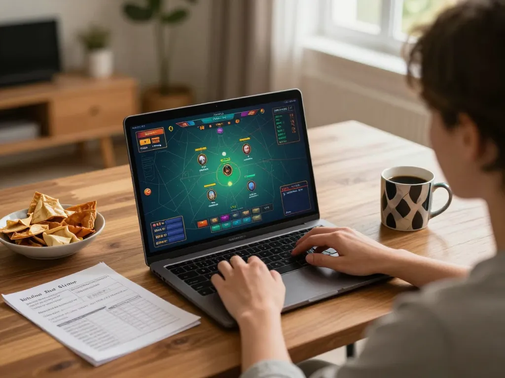 xóc đĩa player placing strategic bets online while tracking bankroll in stylish home office