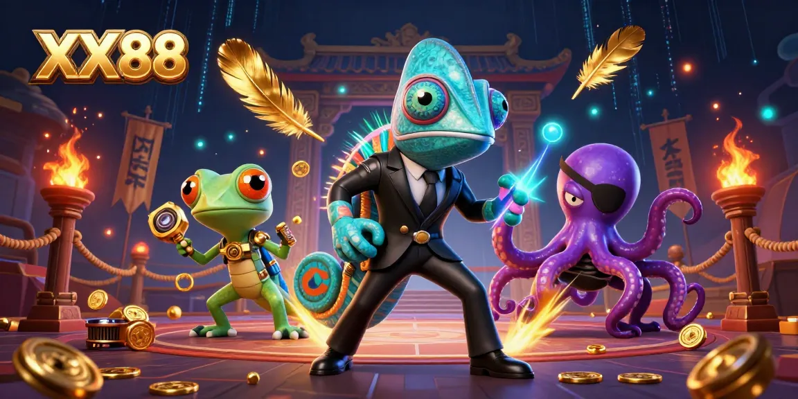 Experience thrilling gaming with XX88's vibrant casino scene featuring dynamic characters and rich visuals.