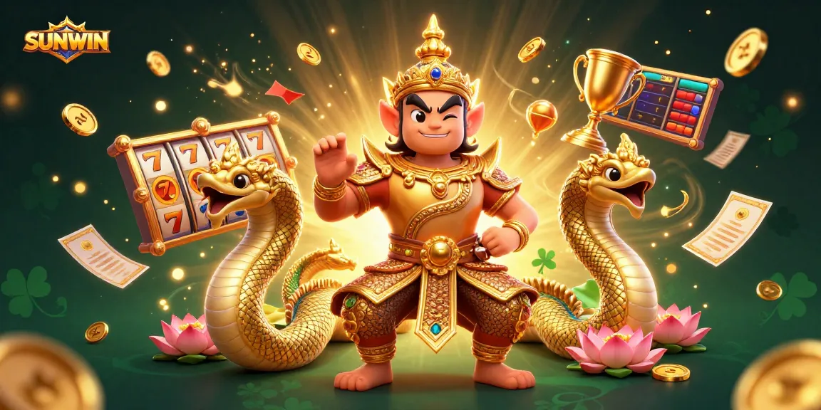 SUNWIN captivates players with thrilling slots and golden rewards in an enchanting 3D casino scene.