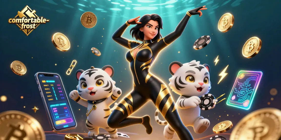 Experience thrilling gaming at comfortable-frost with stunning visuals of a woman and baby tiger.