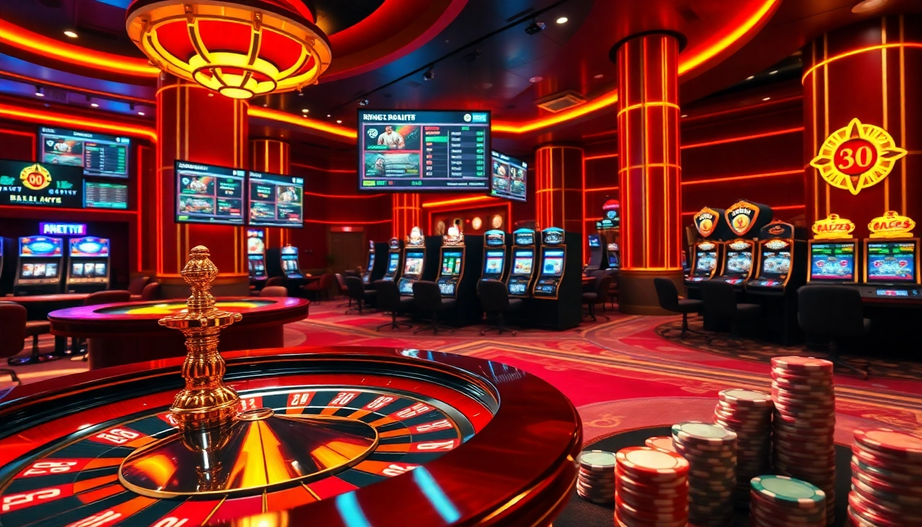 Exciting casino scene showcasing rồng bạch kim with roulette and poker elements.