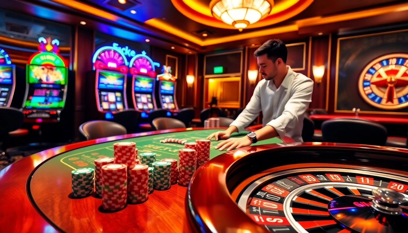 Experience the thrill of online gambling at https://mint88.one/ with vibrant casino tables and slot machines.