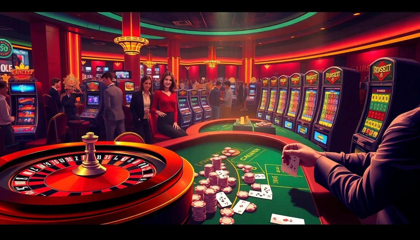 Experience the thrill of gambling at 188BET with an engaging casino scene featuring roulette and poker activities.