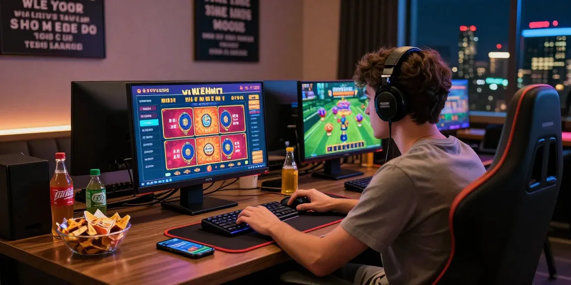 Experience online gambling excitement with welcome to 123b in a vibrant gaming setup.