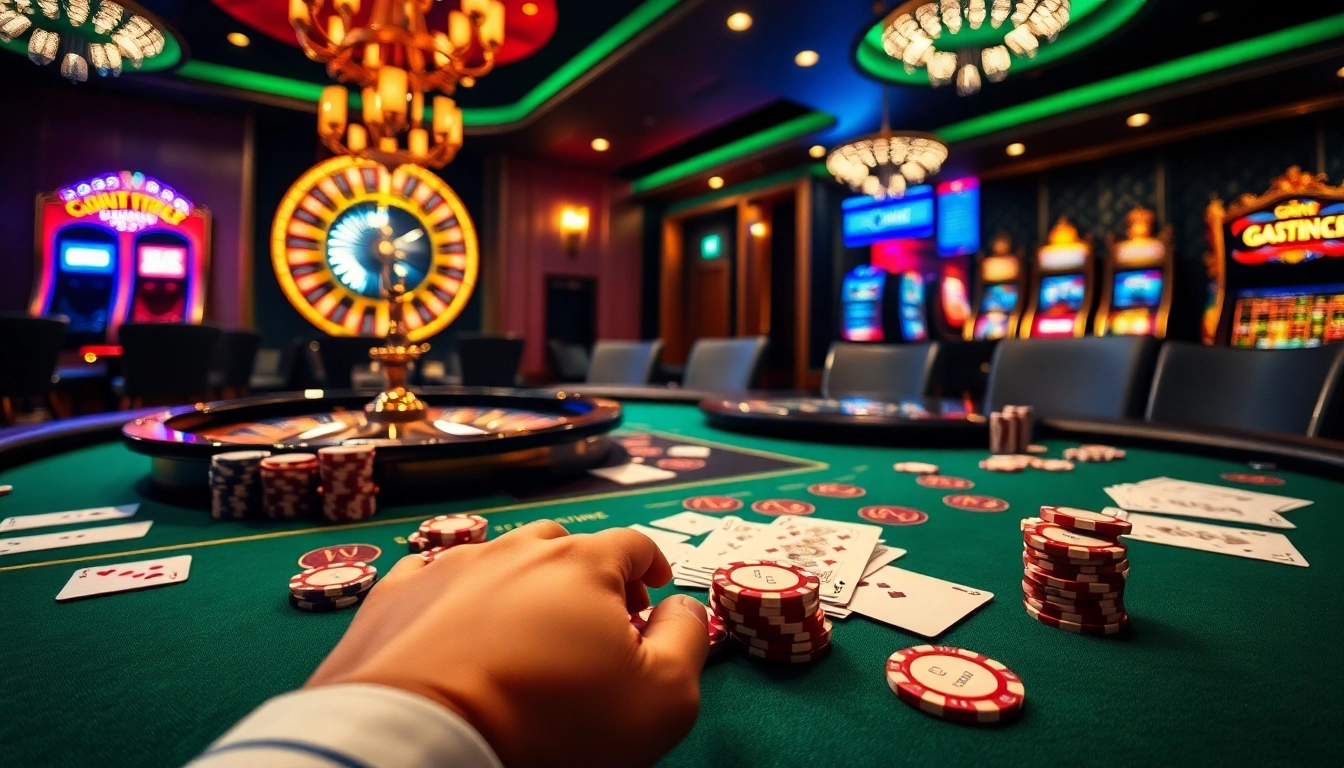 Experience thrilling gameplay at Ku88game with vibrant casino visuals including poker chips and roulette.
