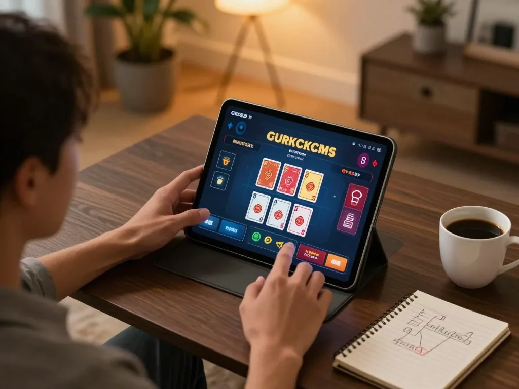 Player enjoying online casino gaming experience on GG88 platform with strategic notes nearby.