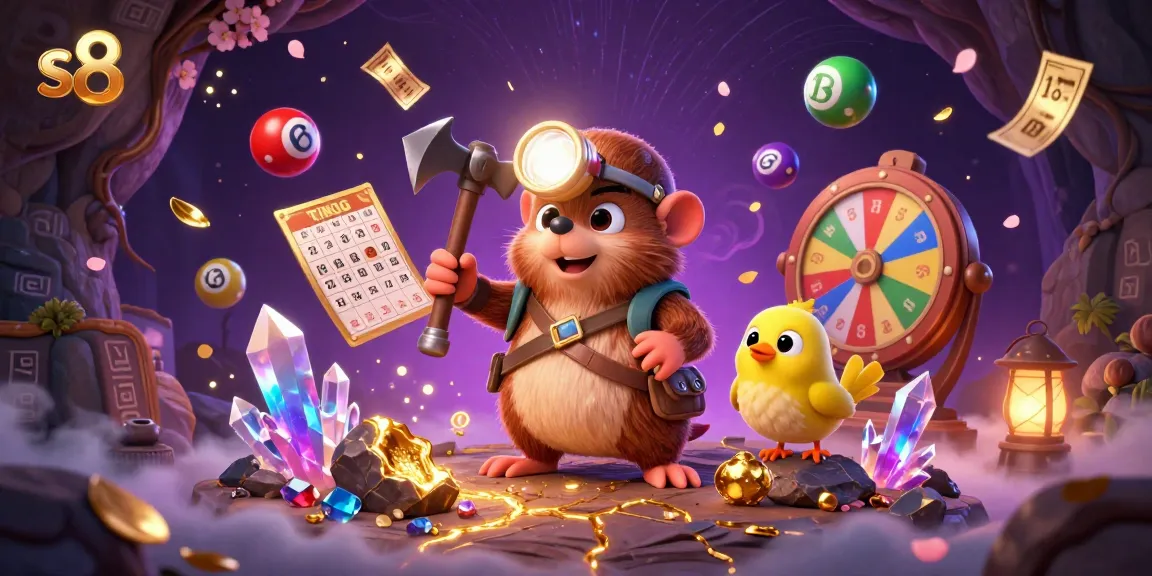 S8 engages players in a treasure-filled adventure, discovering gems and exciting rewards in an online gambling world.