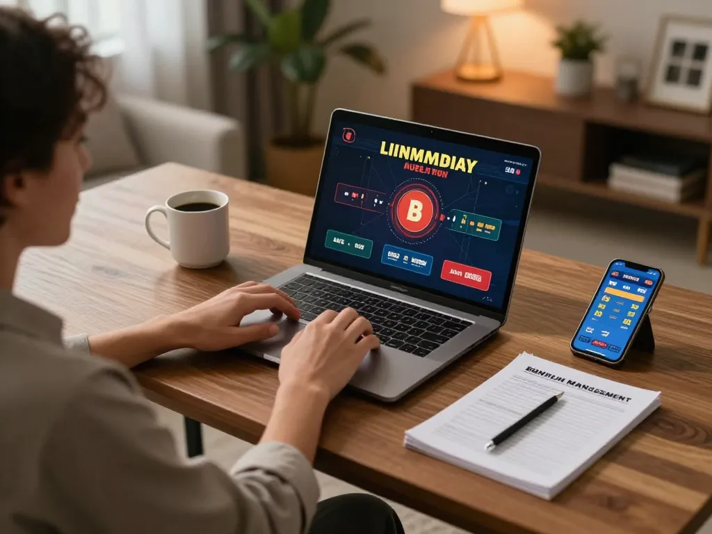 Engaging in online casino gaming at a stylish desk, exploring nhà cái uy tín for safe bets.