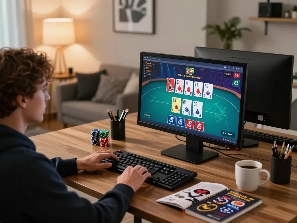 TR88 online gaming setup with player engaged in live dealer blackjack game on desktop computer