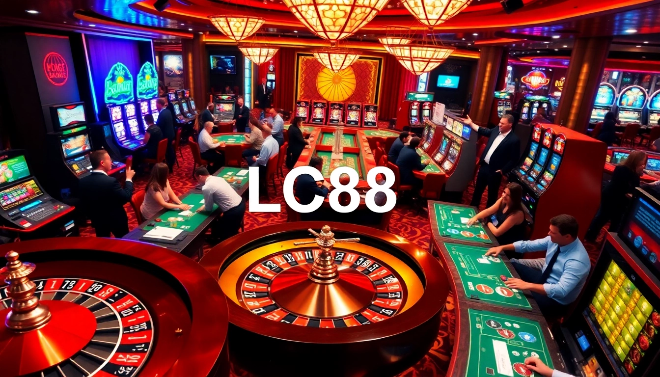 Experience the excitement of winning at LC88 casino with vibrant gaming elements and engaging players.