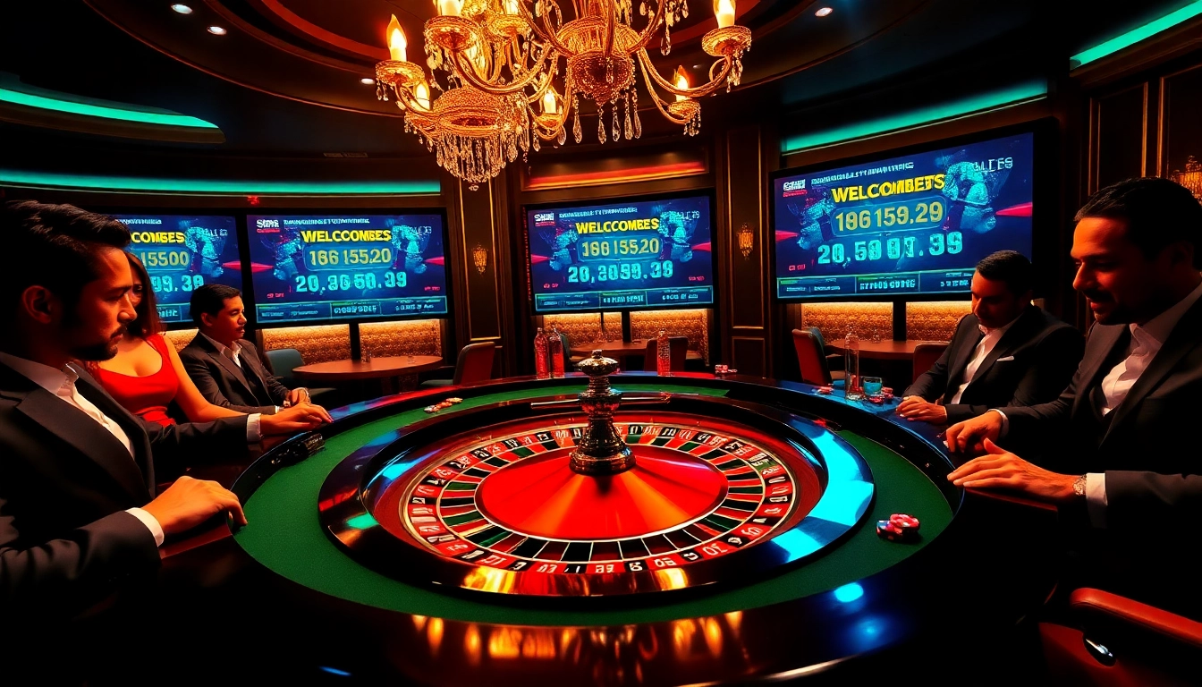 Experience the excitement of sin88 at a luxurious casino with vibrant roulette and poker games.