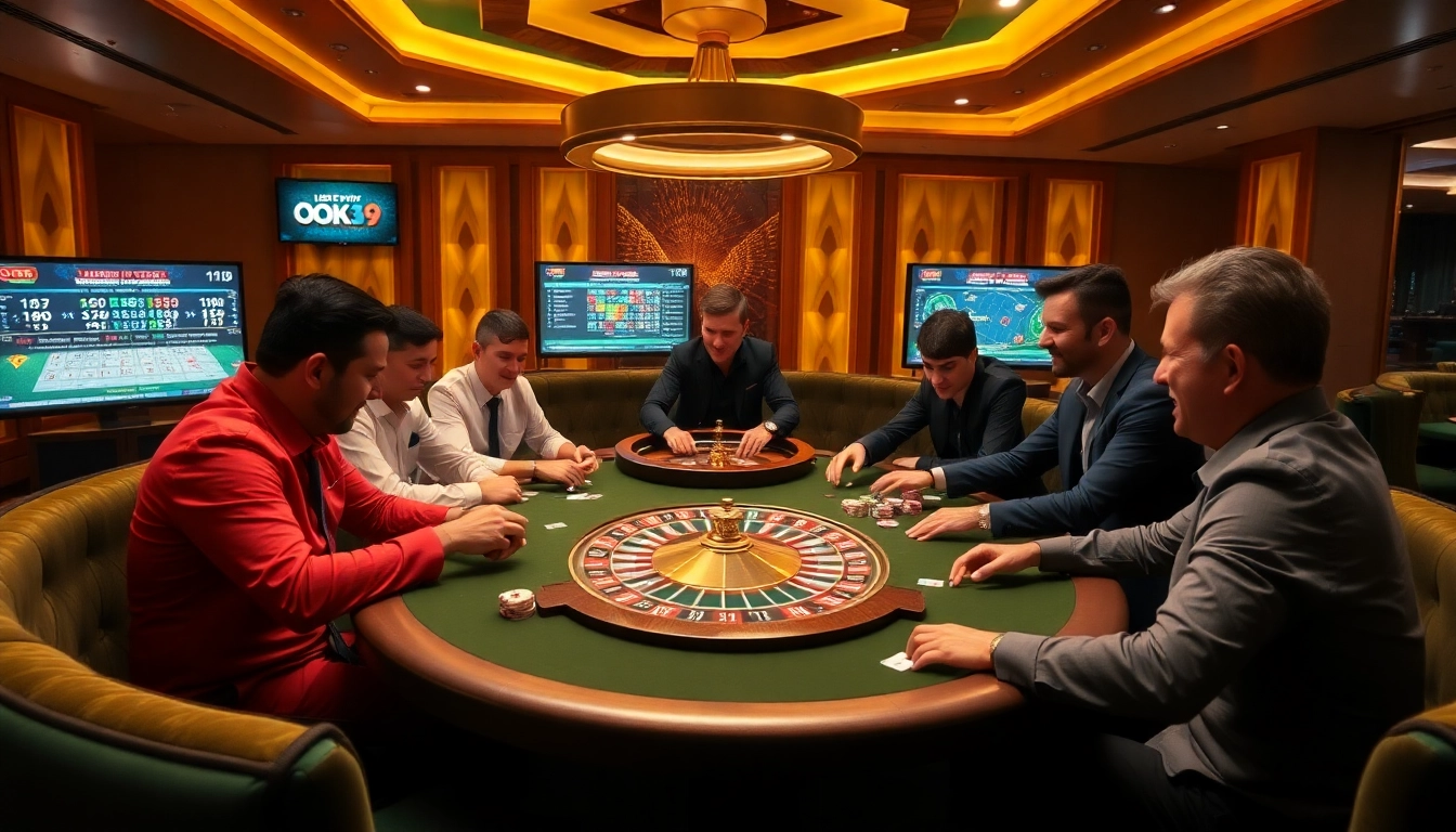 Experience high-stakes gaming at OK9 with poker chips and cards on a vibrant casino table.