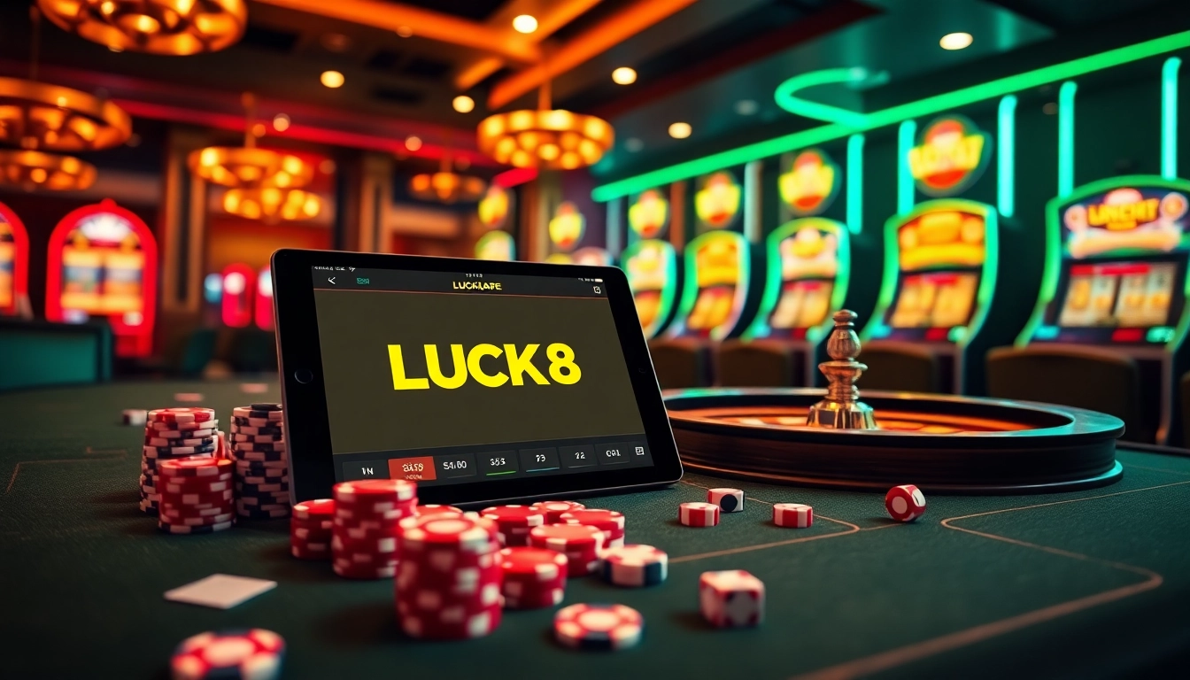 Experience the LUCK8 APP with high-stakes gaming on a luxurious casino table.
