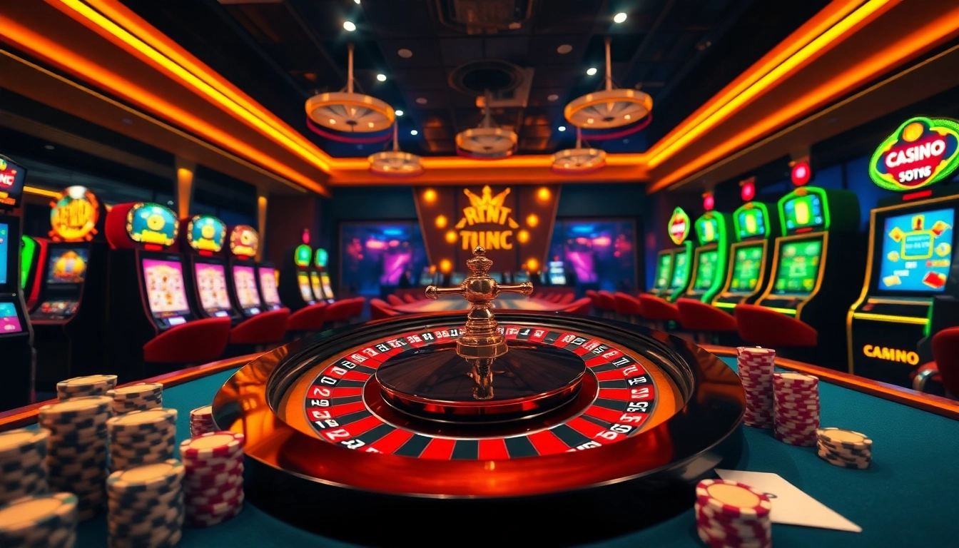 Experience the excitement of Casino trực tuyến with vibrant roulette and slot machines.