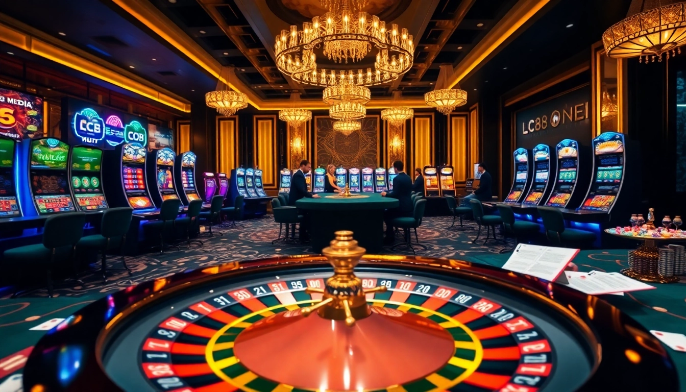 Engaging online gambling scene showcasing LC88 Media's luxurious casino environment.