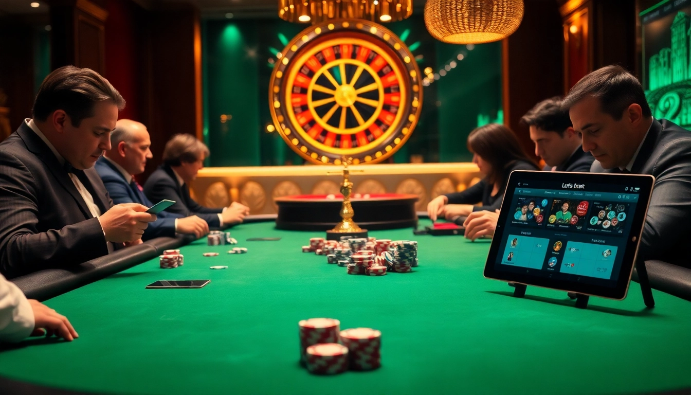 Experience the thrill of elite gambling with LC88 Marketing features in a luxurious casino scene.
