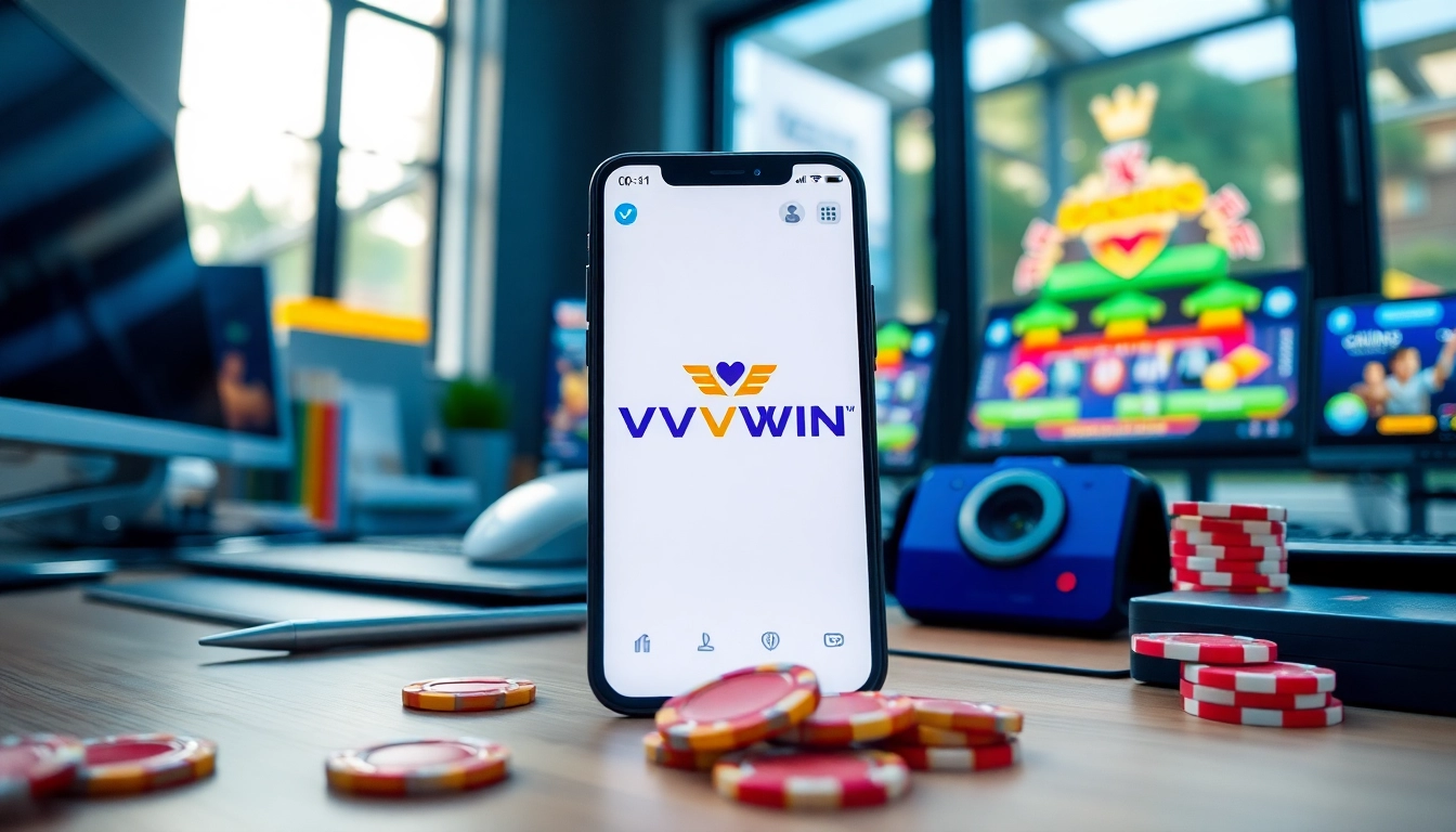 Online betting scene showcasing the VVVWIN88.live mobile app interface with vibrant colors and engaging atmosphere.
