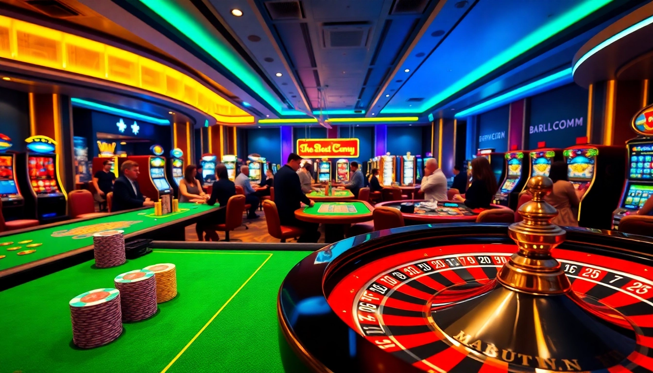 Experience the excitement of kbbet with vibrant casino tables and elegant slot machines.