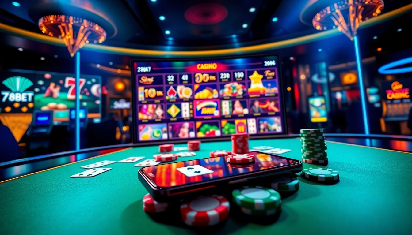Experience the excitement of 789bet's luxurious online casino environment featuring poker and slots.