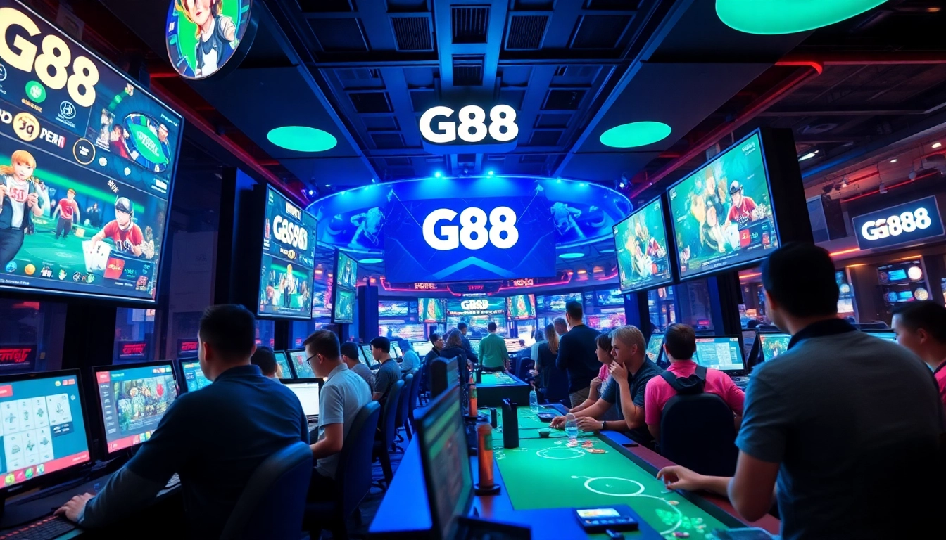 G88 online gaming platform with diverse players, vibrant ambiance, and engaging gaming activities.