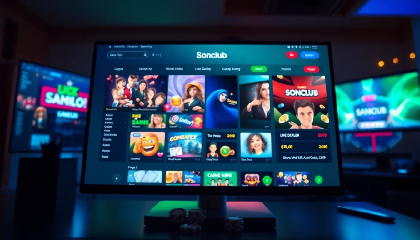 Discover the exciting Sonclub online gaming platform with vibrant interface and thrilling game icons.